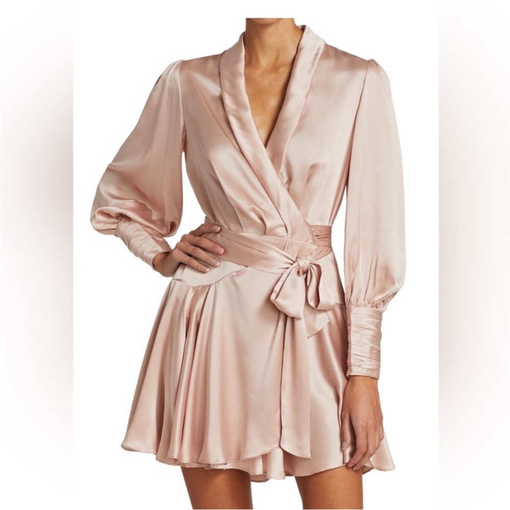 Zimmermann Pink Long Sleeve Dress with Wrap Style